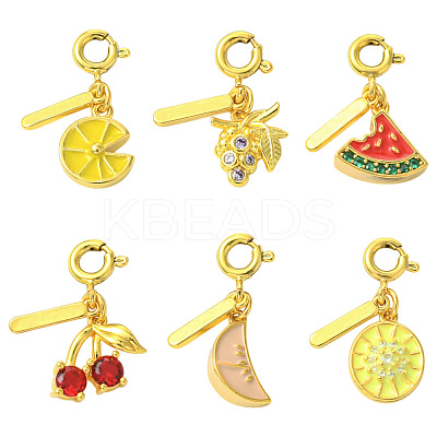6pcs 6 Styles Brass Pendants KK-CJ0003-37-1