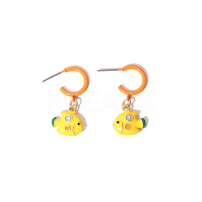 Zinc Alloy Enamel Stud Dangle Earrings WG5F1D3-02-1