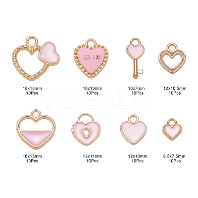 80Pcs 8 Style Light Gold Alloy Enamel Pendants ENAM-LS0001-69-1