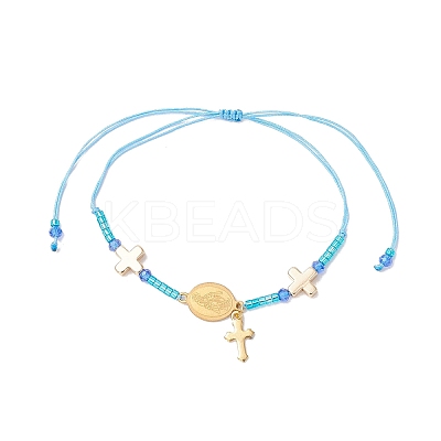 Adjustable Nylon Cord Braided Beads Bracelets BJEW-MZ00168-02-1
