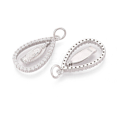 925 Sterling Silver Micro Pave Clear Cubic Zirconia Religion Pendants STER-N016-107P-1