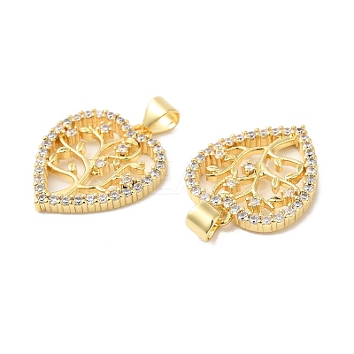 Brass Micro Pave Clear Cubic Zirconia Pendants ZIRC-L103-029G-1