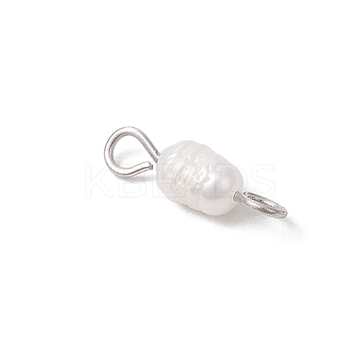 Natural Cultured Freshwater Pearl Potato Links Connector Charms PALLOY-JF04173-01-1