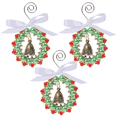 Christmas Wreath Acrlic & Glass Pendant Decorations PALLOY-GO00036-1