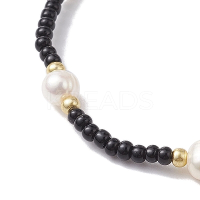 Glass Seed & Plastic Mushroom Beaded Stretch Bracelet for Women BJEW-JB10185-1