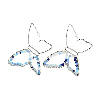 Butterfly Glass Beads Dangle Earrings for Girl Women EJEW-JE04658-01-1