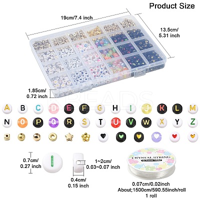 DIY Star & Flower & Letter Acrylic & Plastic Stretch Bracelet Beaded Necklace Making Kit DIY-YW0008-43-1