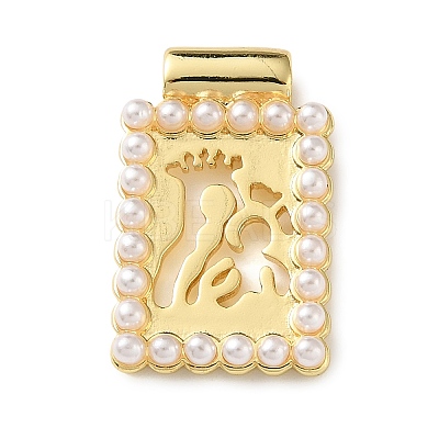 Brass & Plastic Pearl Pendants KK-L269-01G-04-1