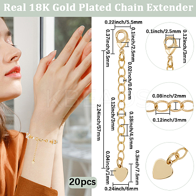 20Pcs Brass Chain Extender KK-BBC0022-89-1
