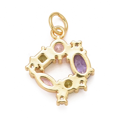 Rack Plating Brass Colorful Cubic Zirconia Pendants KK-M229-36G-1