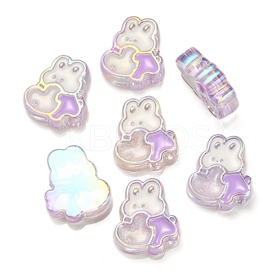 UV Plating Rainbow Iridescent Acrylic Enamel Beads OACR-G012-07E-1
