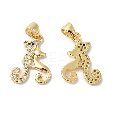 Rack Plating Brass Micro Pave Clear Cubic Zirconia Pendants KK-R144-10G-1