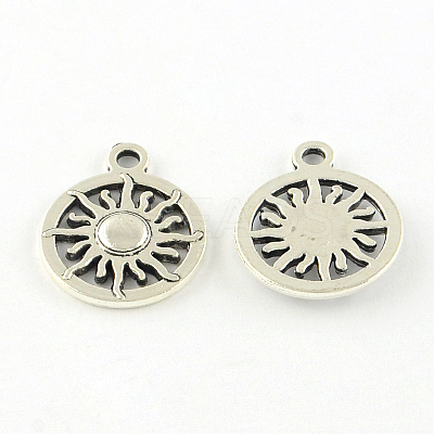 Sun Tibetan Style Alloy Pendants TIBEP-S295-54AS-RS-1