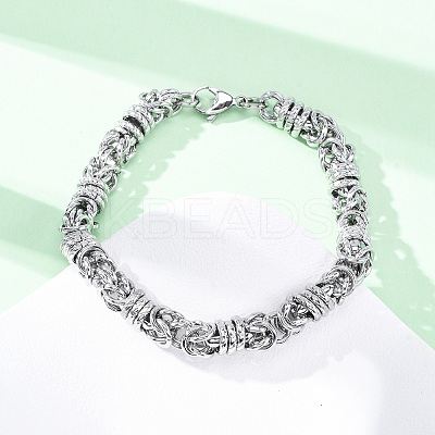304 Stainless Steel Byzantine Chain Bracelets for Women Men BJEW-R018-14P-1