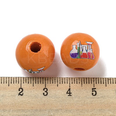 Printed Wood European Beads WOOD-L020-D18-1