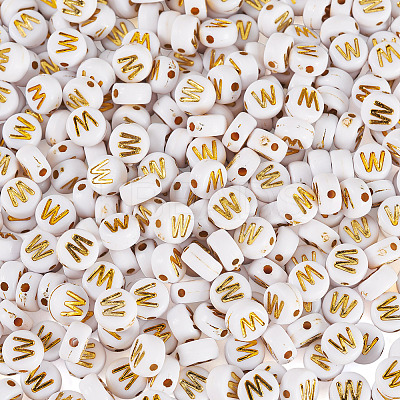 500Pcs Plating Acrylic Beads PACR-TADJ0001-01W-1