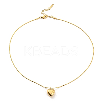 Ion Plating(IP) 304 Stainless Steel Heart Pendant Necklace with Round Snake Chains for Women LS-NJEW-G085-13G-1