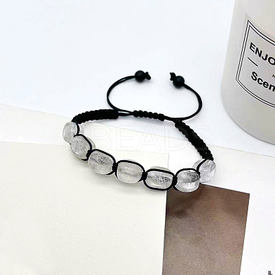 Natural Quartz Crystal Cuboid Beaded Braided Bead Bracelets FS-WGE3E5A-07-1