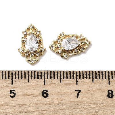 Teardrop Brass Pave Clear Cubic Zirconia Cabochons KK-A275-16G-1