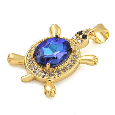 Tortoise Rack Plating Brass Micro Pave Cubic Zirconia Charms KK-G513-78A-07G-1