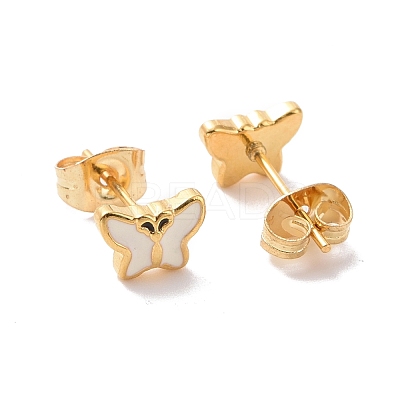 Enamel Butterfly Stud Earrings with 316L Surgical Stainless Steel Pins EJEW-P204-04G-04-1