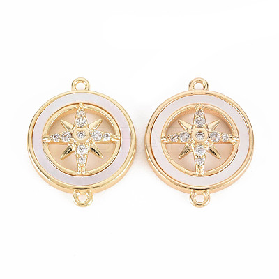 Brass Micro Pave Clear Cubic Zirconia Links Connectors KK-T062-177G-NF-1