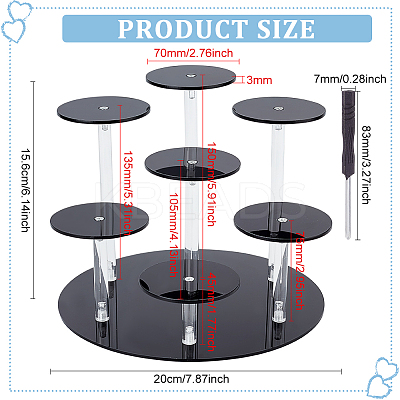 7-Tier Flat Round Acrylic Minifigures Organizer Display Risers ODIS-WH0038-44B-1