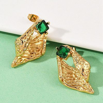Conch 304 Stainless Steel Glass Stud Earrings EJEW-M105-04G-1
