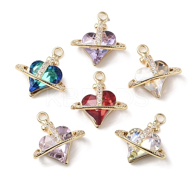 Brass with K9 Glass & Rhinestone Pendants KK-C024-56KCG-1