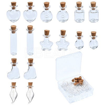 16Pcs 8 Styles Mini High Borosilicate Glass Bottle Bead Containers BOTT-YW0001-03-1