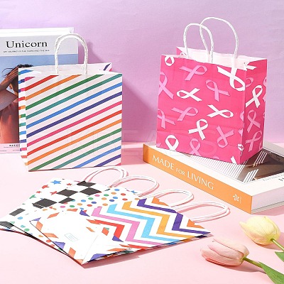 12Pcs 6 Colors Print Paper Packing Tote Bags CARB-FS0001-05-1