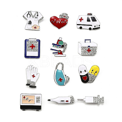 12Pcs 12 Styles Medical Enamel Pins JEWB-A033-03P-1