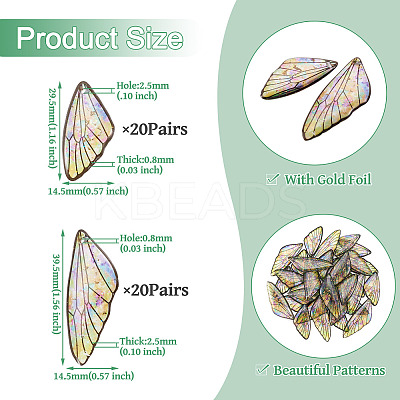 Transparent Resin Wing Pendants Set RESI-TAC0021-01A-1