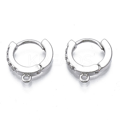 Brass Micro Pave Cubic Zirconia Huggie Hoop Earring Findings KK-T063-012P-NF-1