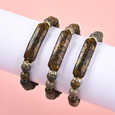 Natural Ocean Jasper Beads Stretch Bracelets BJEW-T022-04C-1