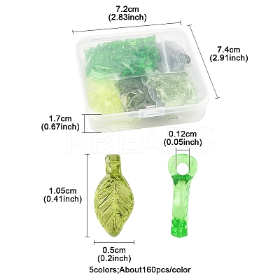 800Pcs 5 Colors Transparent Acrylic Charms TACR-FS0001-56-1