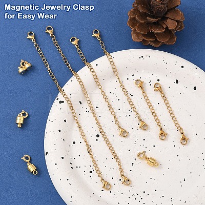 6Pcs Brass Magnetic Clasps with Springs Clasps FIND-YW0007-71G-1