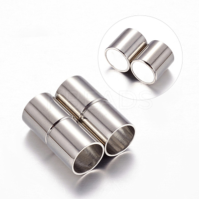 Tarnish Resistant Column 304 Stainless Steel Magnetic Clasps with Glue-in Ends X-STAS-I026-01-1