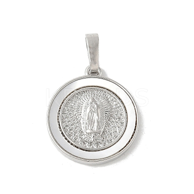 Brass Pave Natural White Shell Pendants KK-S522-06C-P-1