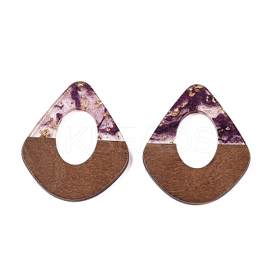 Transparent Resin and Walnut Wood Pendants RESI-T057-07H-1