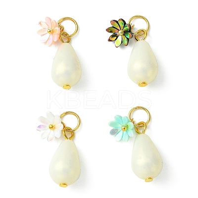Acrylic Flower & ABS Plastic Imitation Pearl Pendant PALLOY-JF02250-1