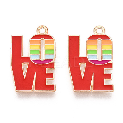 Rainbow Color Pride Alloy Enamel Pendants ENAM-K067-07-1