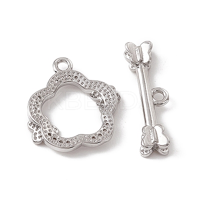 Brass Micro Pave Clear Cubic Zirconia Toggle Clasps KK-K271-28P-1