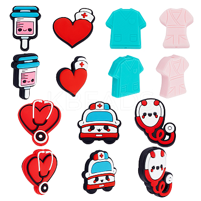 14Pcs 7 Style Hospital Theme Food Grade Eco-Friendly Silicone Focal Beads SIL-GA0003-30-1