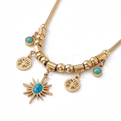 Synthetic Turquoise Pendant Necklace with 304 Stainless Steel Round Snake Chains LS-NJEW-P269-07B-G-1