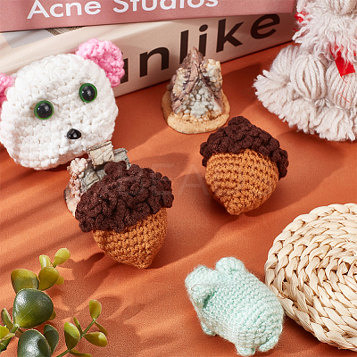 Crochet Woolen Yarn Acorns Pendant Decorations HJEW-WH0007-15-1