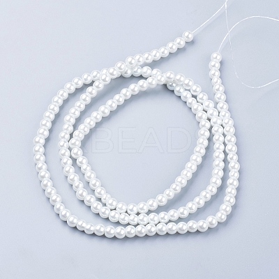 White Glass Pearl Round Loose Beads For Jewelry Necklace Craft Making X-HY-6D-B01-1