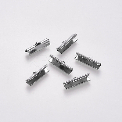 Non-Tarnish 304 Stainless Steel Ribbon Crimp Ends LS-X-STAS-S112-001F-P-1