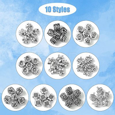 60Pcs 10 Styles Tibetan Style Alloy European Beads TIBE-CJ0001-26-1