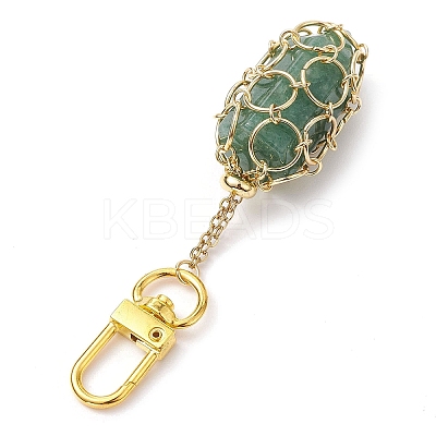 304 Stainless Steel Chain Pouch Natural Gemstone Pendant Decorations HJEW-JM01888-02-1